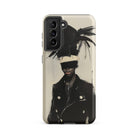 Blindside Black Trans Leather Fashion Samsung Case, Galaxy S21 Fe / Matte, Smartphone Case Dark Toned Abstract Figure Design