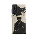 Blindside - Black Trans Leather Fashion Samsung Case, Galaxy S21 Fe / Matte, Smartphone Case Dark-toned Abstract Figure Design