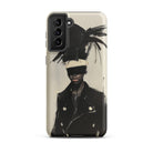 Blindside Black Trans Leather Fashion Samsung Case, Galaxy S21 Plus / Matte, Smartphone Case Abstract Painting Blindfolded Person Dark Coat