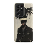 Blindside - Black Trans Leather Fashion Samsung Case, Galaxy S21 Ultra / Matte, Smartphone Patterned Case Stylized Portrait
