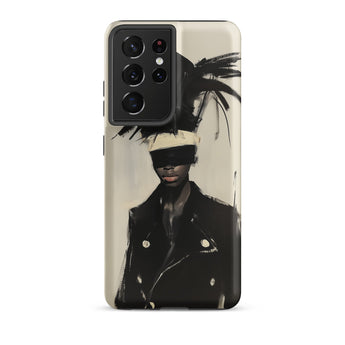 Blindside - Black Trans Leather Fashion Samsung Case, Galaxy S21 Ultra / Matte, Smartphone Patterned Case Stylized Portrait