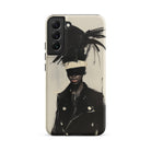 Blindside Black Trans Leather Fashion Samsung Case, Galaxy S22 Plus / Matte, Smartphone Case Abstract Art Portrait Person Feathered