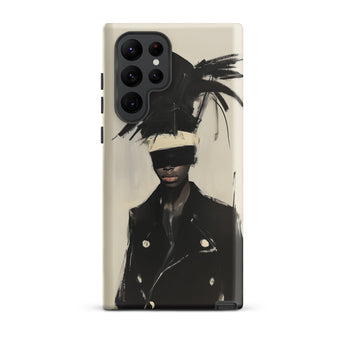 Blindside - Black Trans Leather Fashion Samsung Case, Galaxy S22 Ultra / Matte, Smartphone Case Abstract Art Design Person Blindfold