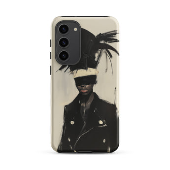 Blindside - Black Trans Leather Fashion Samsung Case, Galaxy S23 Plus / Matte, Smartphone Case Artistic Depiction Person Blindfold