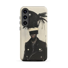 Blindside Black Trans Leather Fashion Samsung Case, Galaxy S24 Plus / Matte, Phone Case Abstract Portrait Figure Feathered Headpiece