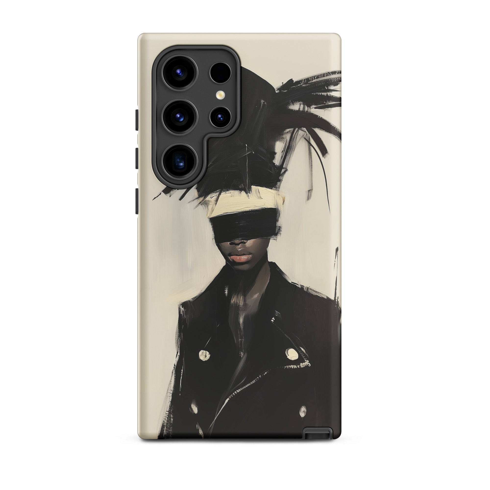 Blindside Black Trans Leather Fashion Samsung Case, Galaxy S24 Ultra / Matte, Smartphone Case Black White Abstract Art Print Person