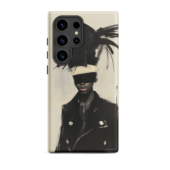 Blindside - Black Trans Leather Fashion Samsung Case, Galaxy S24 Ultra / Matte, Smartphone Case Black White Abstract Art Print Person