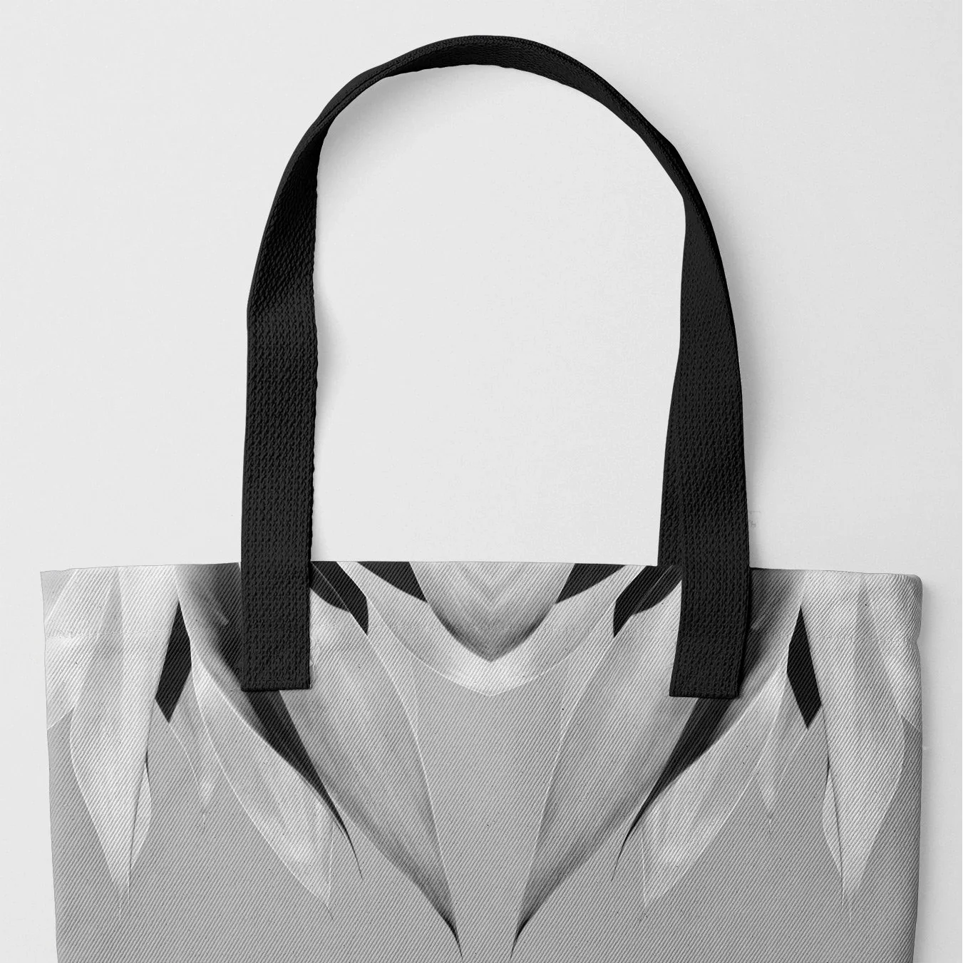 In Bloom - Black and White Trippy Succulent Art Tote Bag Handles Bags