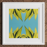 In Bloom - Modern Succulent Photography Art Print, 12x12’’ / 31x31cm / White Frame / 2’’ Matboard, Framed Abstract Art Print Yellow-green