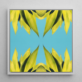 In Bloom - Modern Succulent Photography Art Print / Canvas Square-framed Artwork Symmetrical Vibrant Yellow-green Leaf Pattern Bright