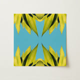 In Bloom - Modern Succulent Photography Art Print / Canvas Square Canvas Print Symmetrical Kaleidoscopic Pattern Vibrant Yellow-green