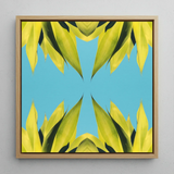 In Bloom - Trippy Succulent Art Framed Canvas, 12x12’’ / 31x31cm / Natural Floating Frame, Framed Square Abstract Painting Symmetrical