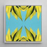 In Bloom - Trippy Succulent Art Framed Canvas, 12x12’’ / 31x31cm / White Floating Frame, Framed Symmetrical Leaf Art