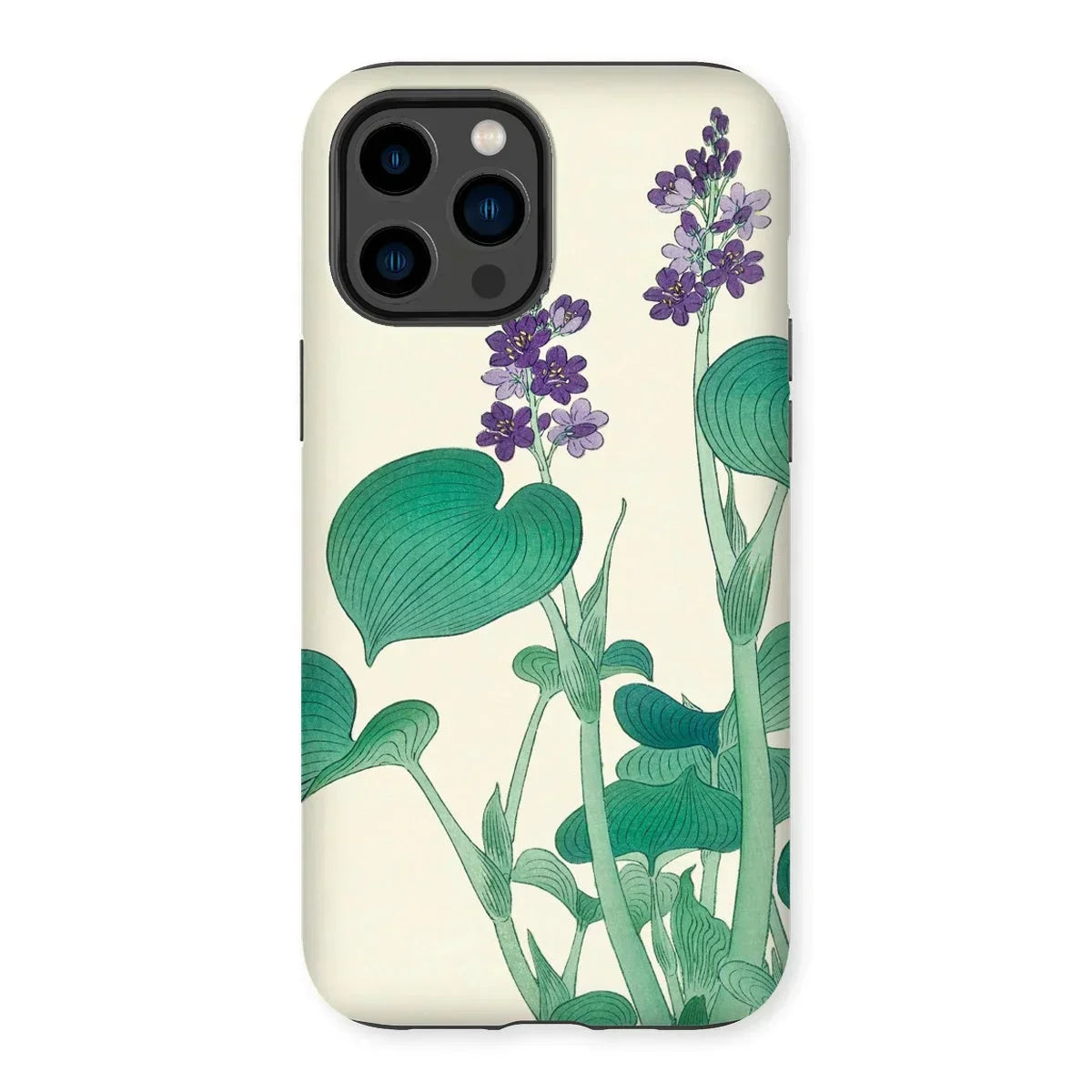 Blooming Hosta - Ohara Koson Floral Art Iphone Case, 14 Pro Max / Matte, Floral-patterned Iphone Case Green Leaves Purple Flowers