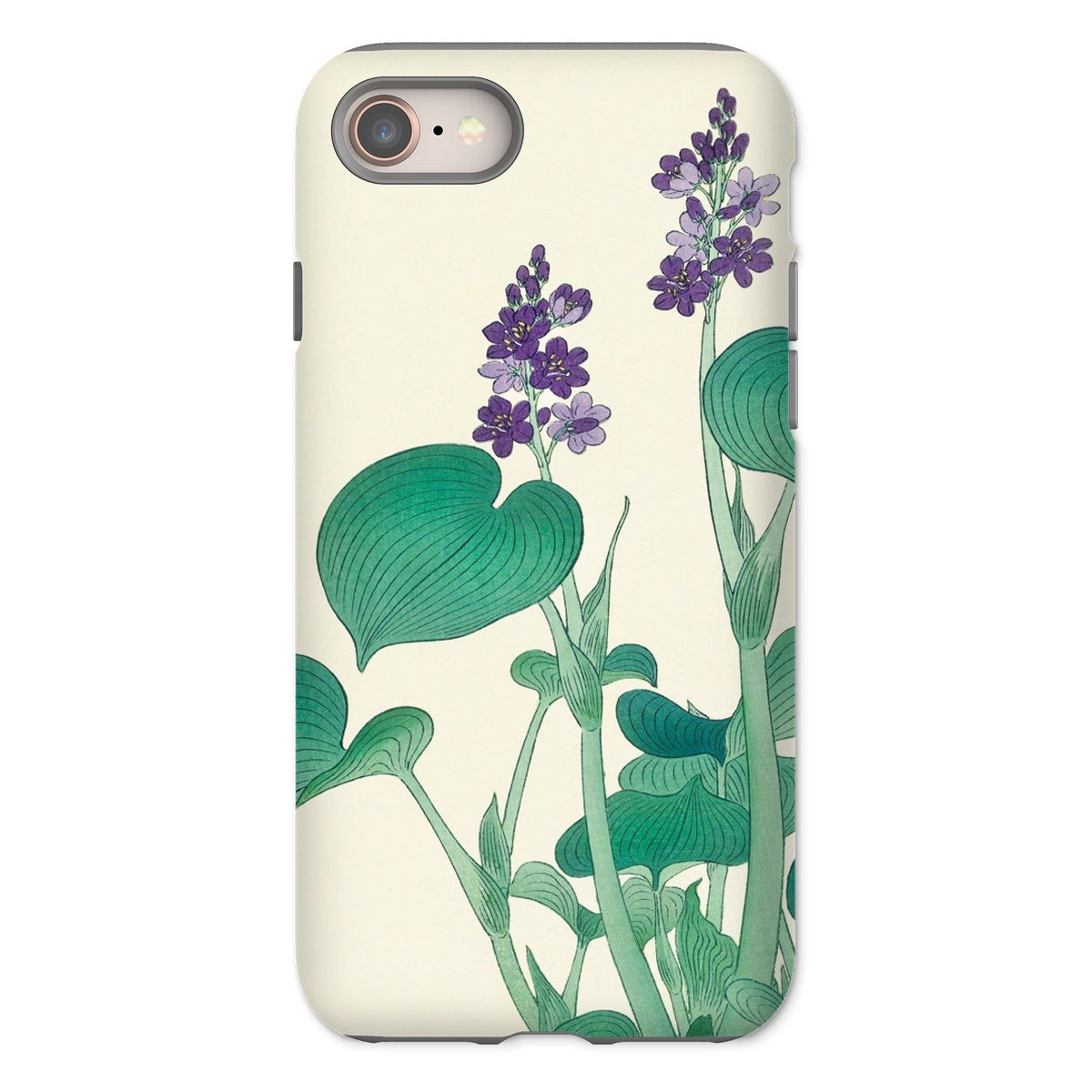 Blooming Hosta Ohara Koson Floral Art Iphone Case, 8 / Matte, Floral Patterned Phone Case Green Leaves Purple Flowers