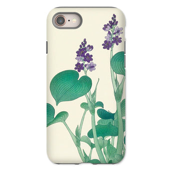 Blooming Hosta - Ohara Koson Floral Art Iphone Case, 8 / Matte, Floral-patterned Phone Case Green Leaves Purple Flowers