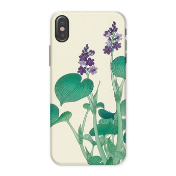 Blooming Hosta - Ohara Koson Floral Art Iphone Case, x / Matte, Phone Case Botanical Illustration Purple Flowers Green Leaves