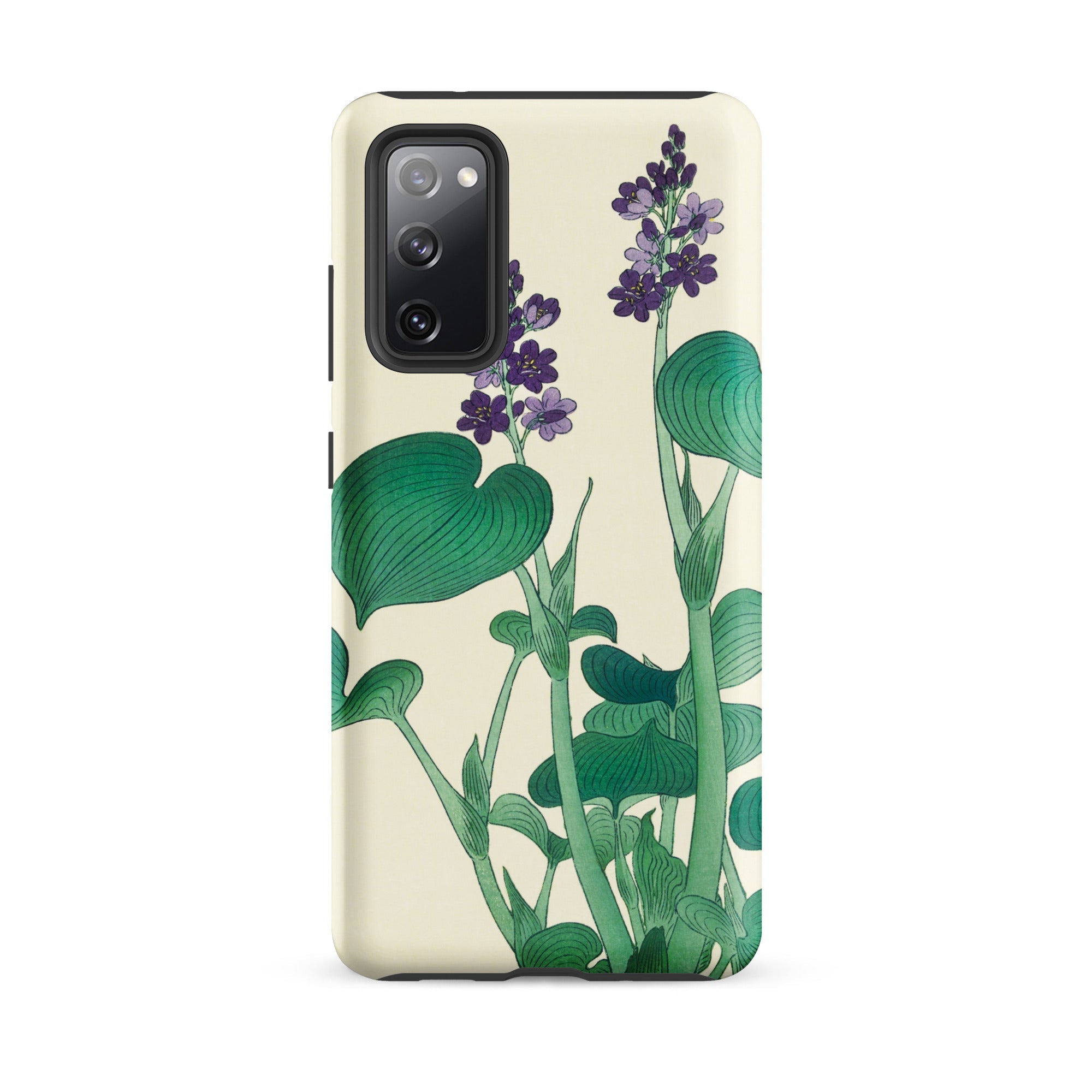 Blooming Hosta Ohara Koson Floral Art Samsung Case, Galaxy S20 Fe / Matte, Light Colored Smartphone Case Purple Green Floral Design