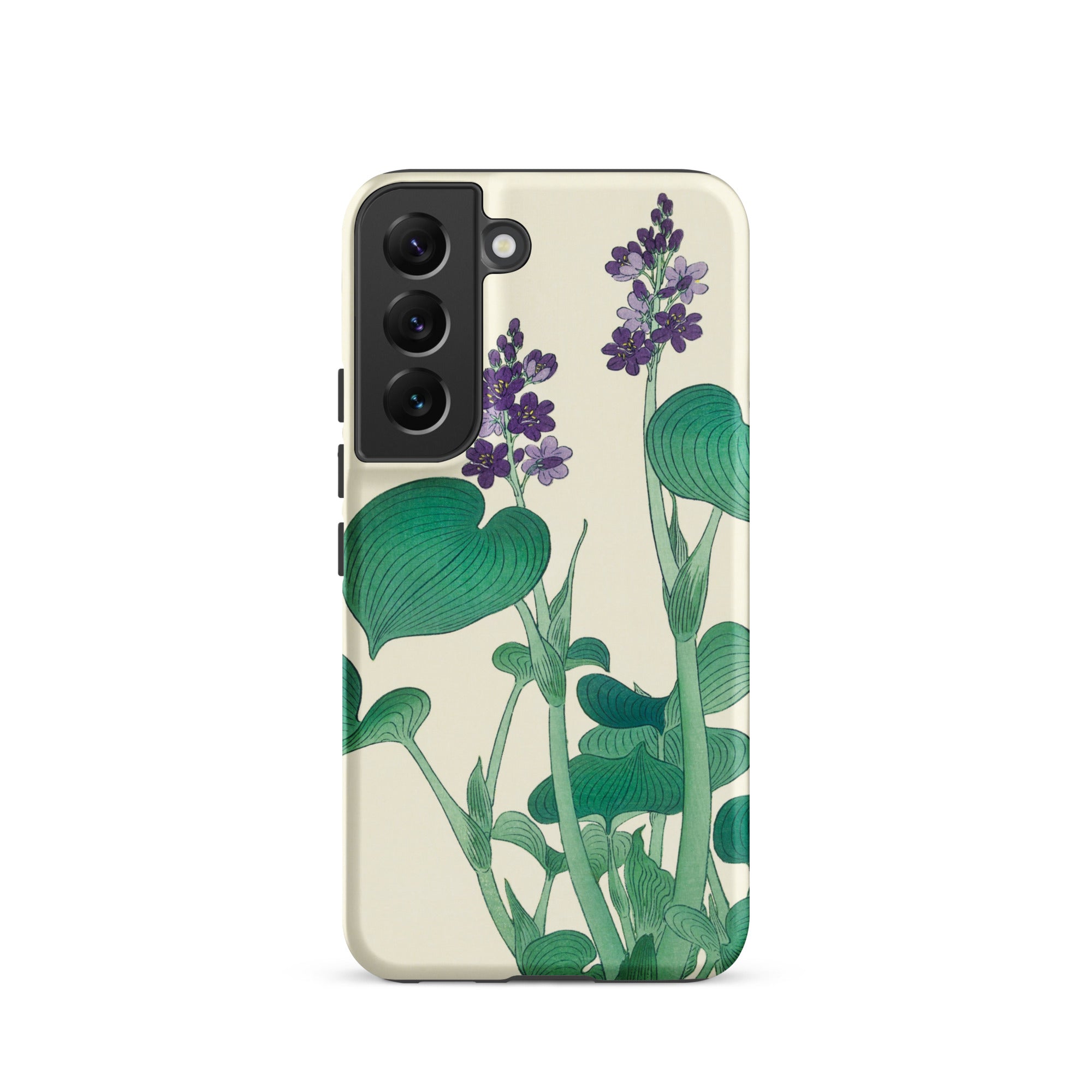 Blooming Hosta Ohara Koson Floral Art Samsung Case, Galaxy S22 / Matte, Smartphone Case Botanical Illustration Purple Flowers Green Leaves