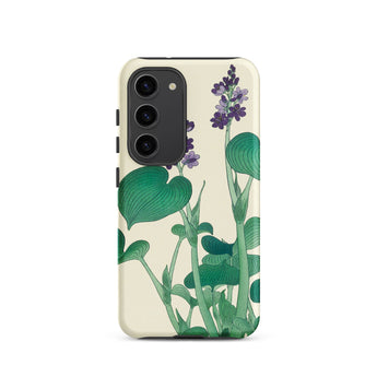 Blooming Hosta - Ohara Koson Floral Art Samsung Case, Galaxy S23 / Matte, Smartphone Cream-colored Case Green Purple Floral Pattern
