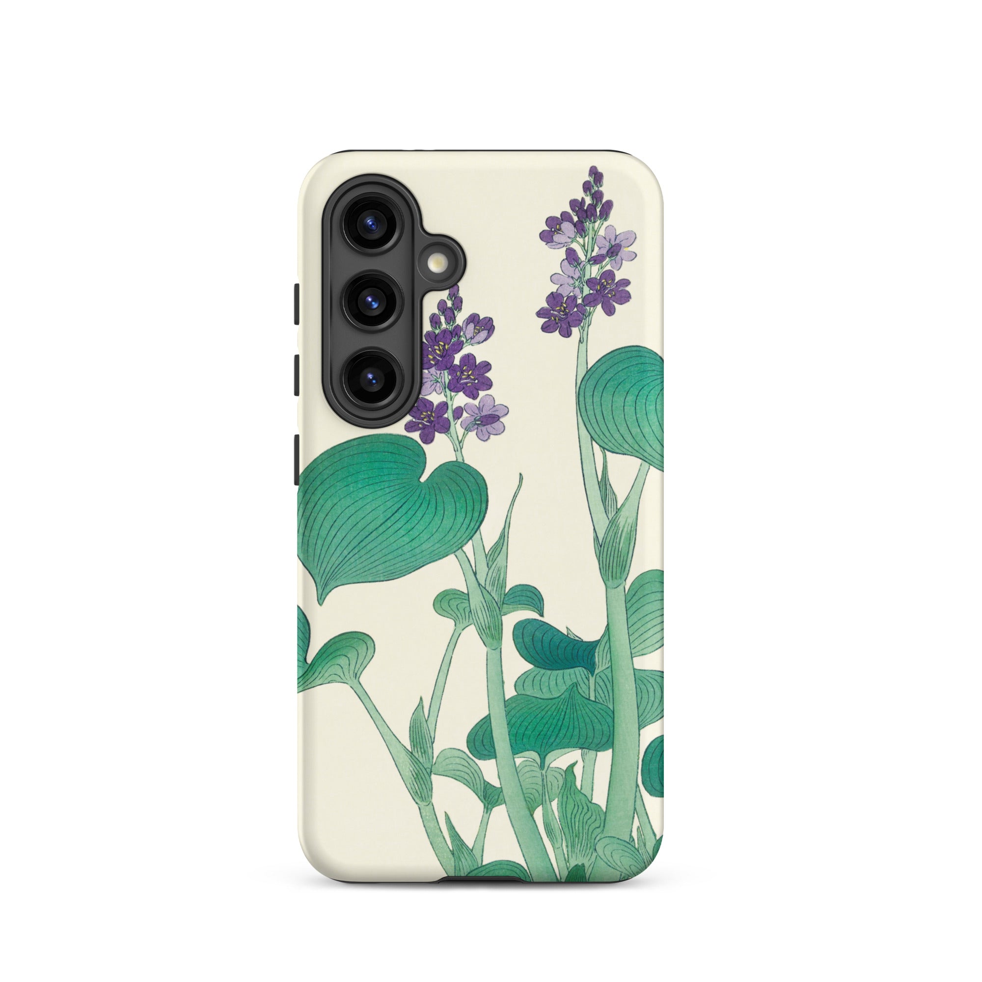 Blooming Hosta Ohara Koson Floral Art Samsung Case, Galaxy S24 / Matte, Phone Case Botanical Illustration Purple Flowers Green Leaves