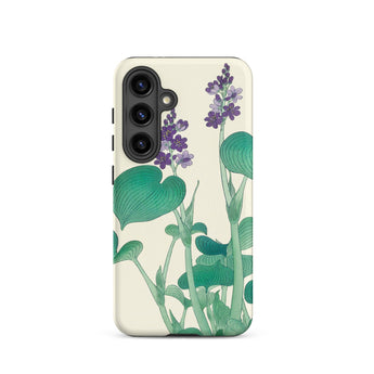 Blooming Hosta - Ohara Koson Floral Art Samsung Case, Galaxy S24 / Matte, Phone Case Botanical Illustration Purple Flowers Green Leaves