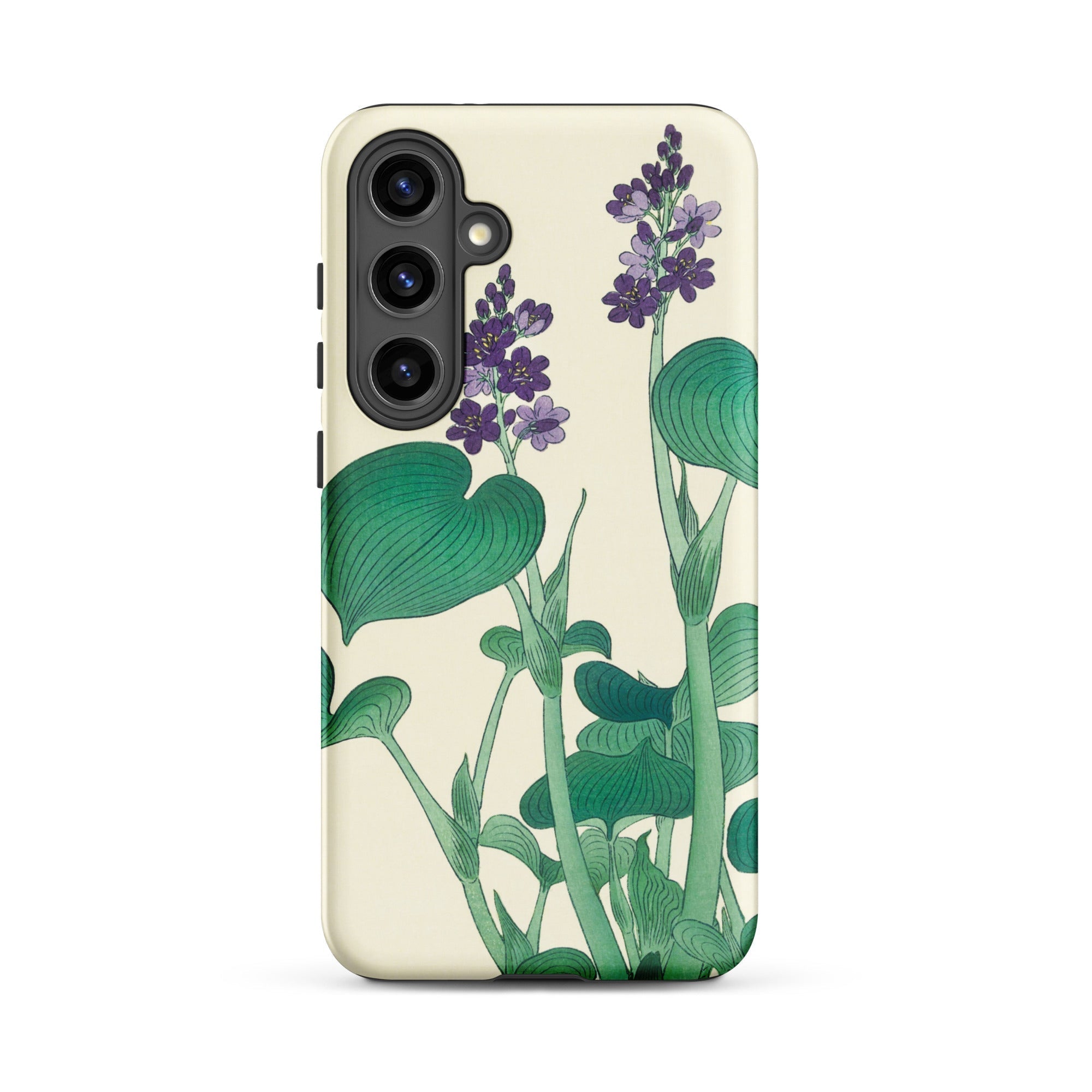 Blooming Hosta Ohara Koson Floral Art Samsung Case, Galaxy S24 Plus / Matte, Smartphone Case Purple Floral Green Leaf Design