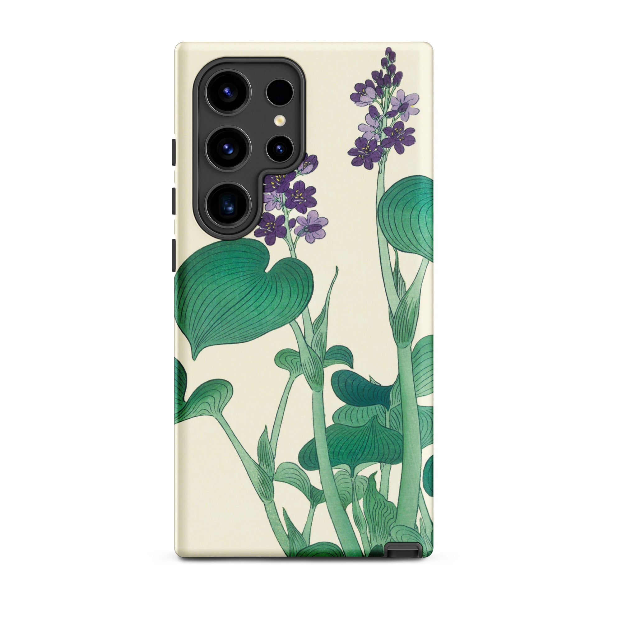 Blooming Hosta Ohara Koson Floral Art Samsung Case, Galaxy S24 Ultra / Matte, Phone Case Floral Design Purple Flowers Green Leaves