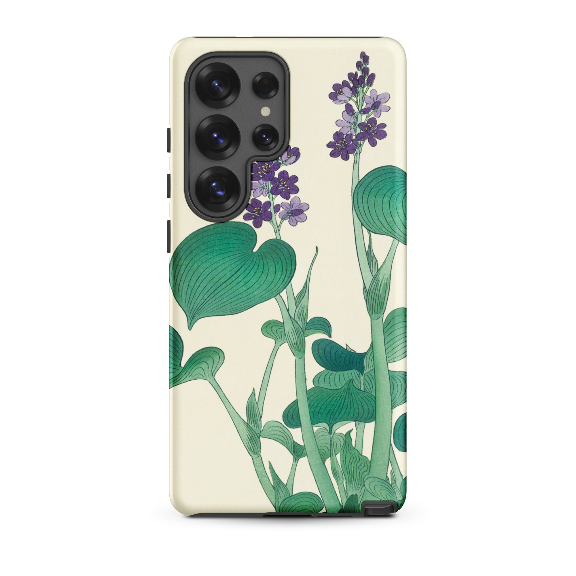 Blooming Hosta Ohara Koson Floral Art Samsung Case, Galaxy S25 Ultra / Matte, Smartphone Case Purple Floral Green Leaf Design