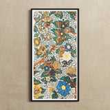 Blossomewhere - Antique Japanese Tapestry Art Print, 10x20’’ / 25x51cm / Unframed, Framed Colorful Floral Print Intricate Patterns Flowers