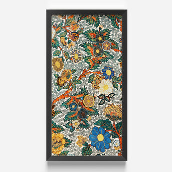 Framed Piece Intricate Colorful Embroidered Artwork Vibrant Floral Blossomewhere Art Print, Japanese Tapestry, Antique