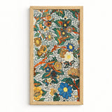 Vibrant Vertically Oriented Framed Artwork Intricate Floral Botanical Blossomewhere Art Print, Japanese Tapestry, Antique