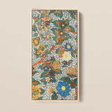 Vibrant Vertically Oriented Framed Artwork Intricate Floral Pattern Blossomewhere Art Print, Japanese Tapestry, Antique