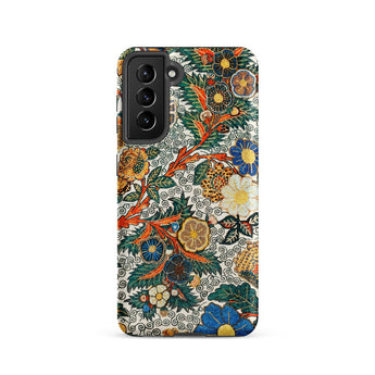 Blossomewhere - Antique Japanese Tapestry Samsung Case, Galaxy S21 / Matte, Smartphone Case Colorful Floral Leaf Pattern