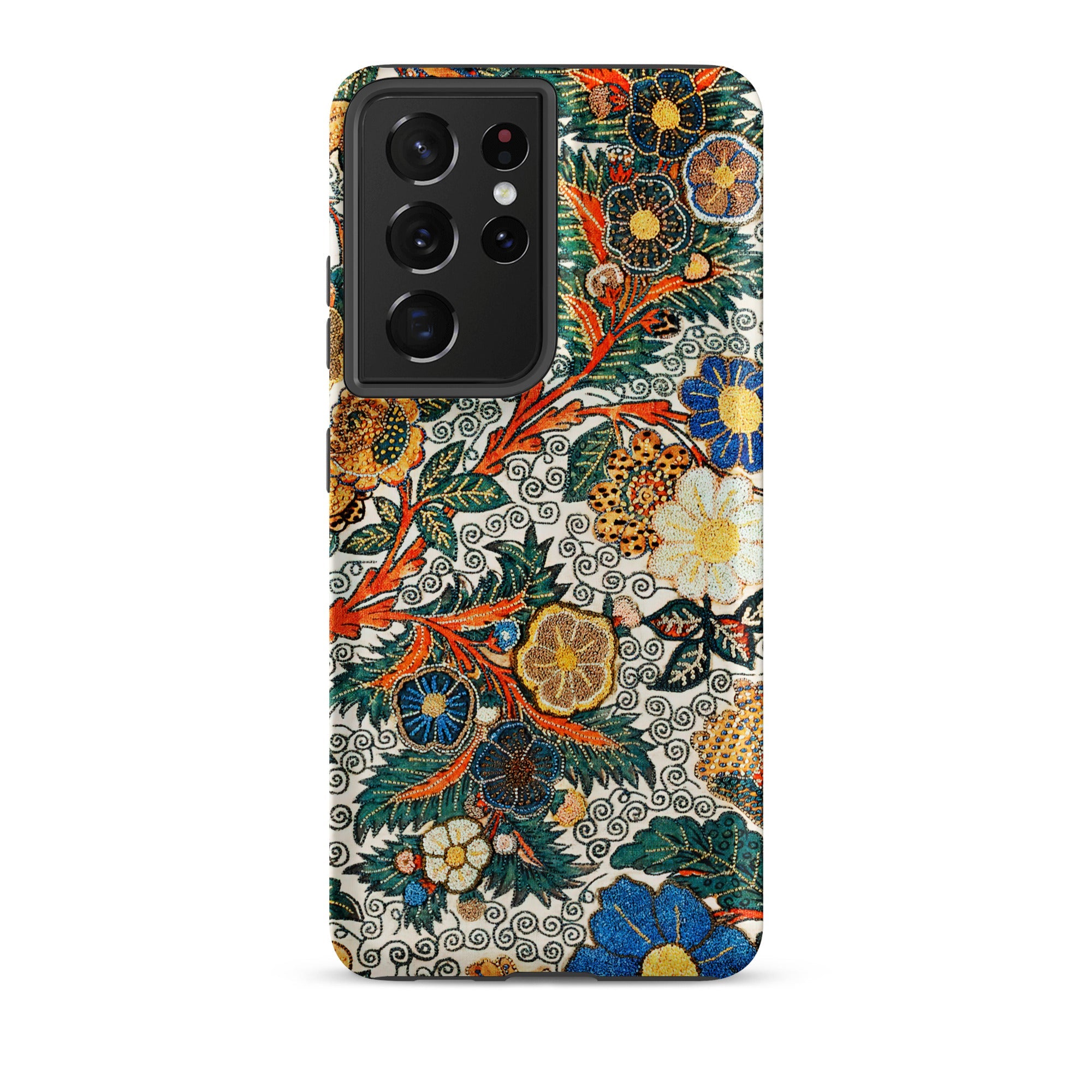 Blossomewhere Antique Japanese Tapestry Samsung Case, Galaxy S21 Ultra / Matte, Smartphone Case Colorful Floral Foliage Pattern