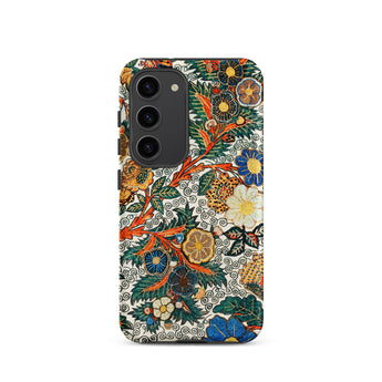 Blossomewhere - Antique Japanese Tapestry Samsung Case, Galaxy S23 / Matte, Smartphone Case Vibrant Intricate Floral Foliage Pattern