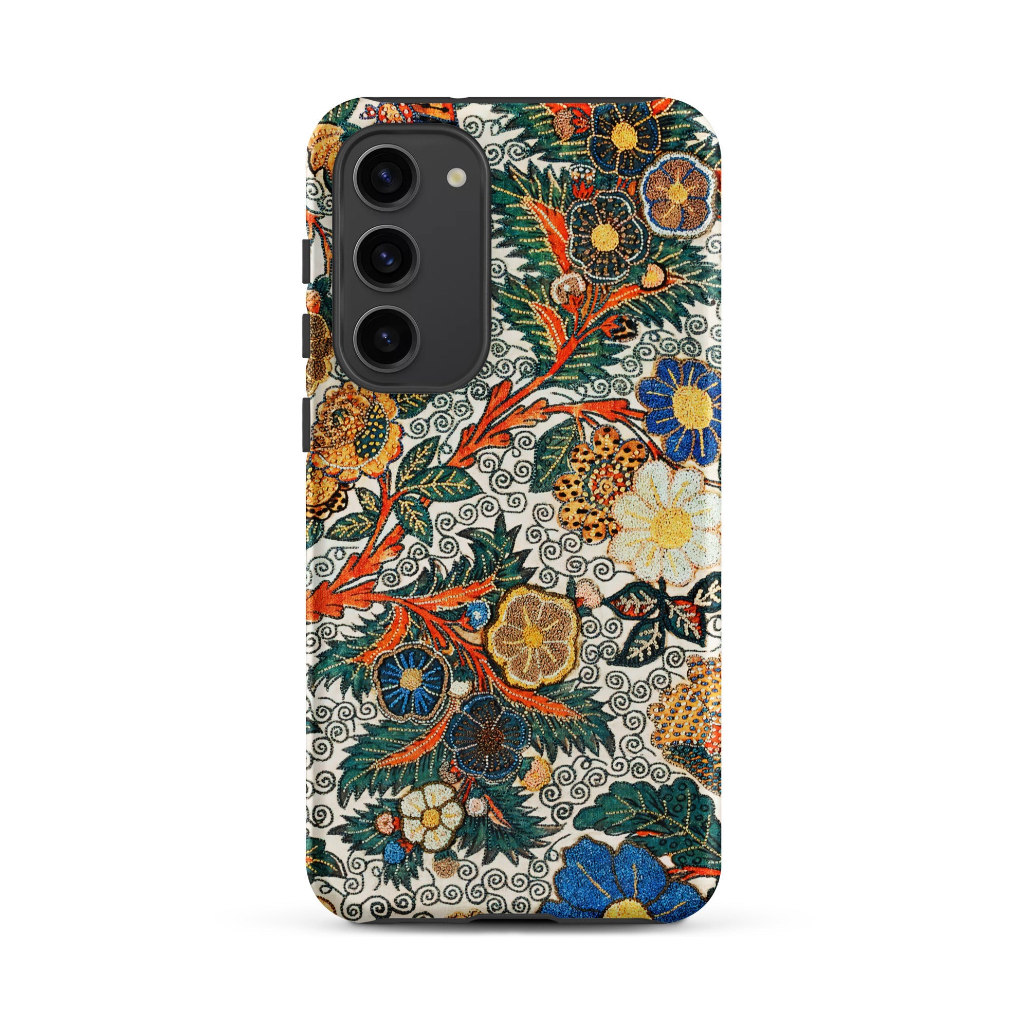 Blossomewhere Antique Japanese Tapestry Samsung Case, Galaxy S23 Plus / Matte, Smartphone Case Colorful Floral Foliage Pattern
