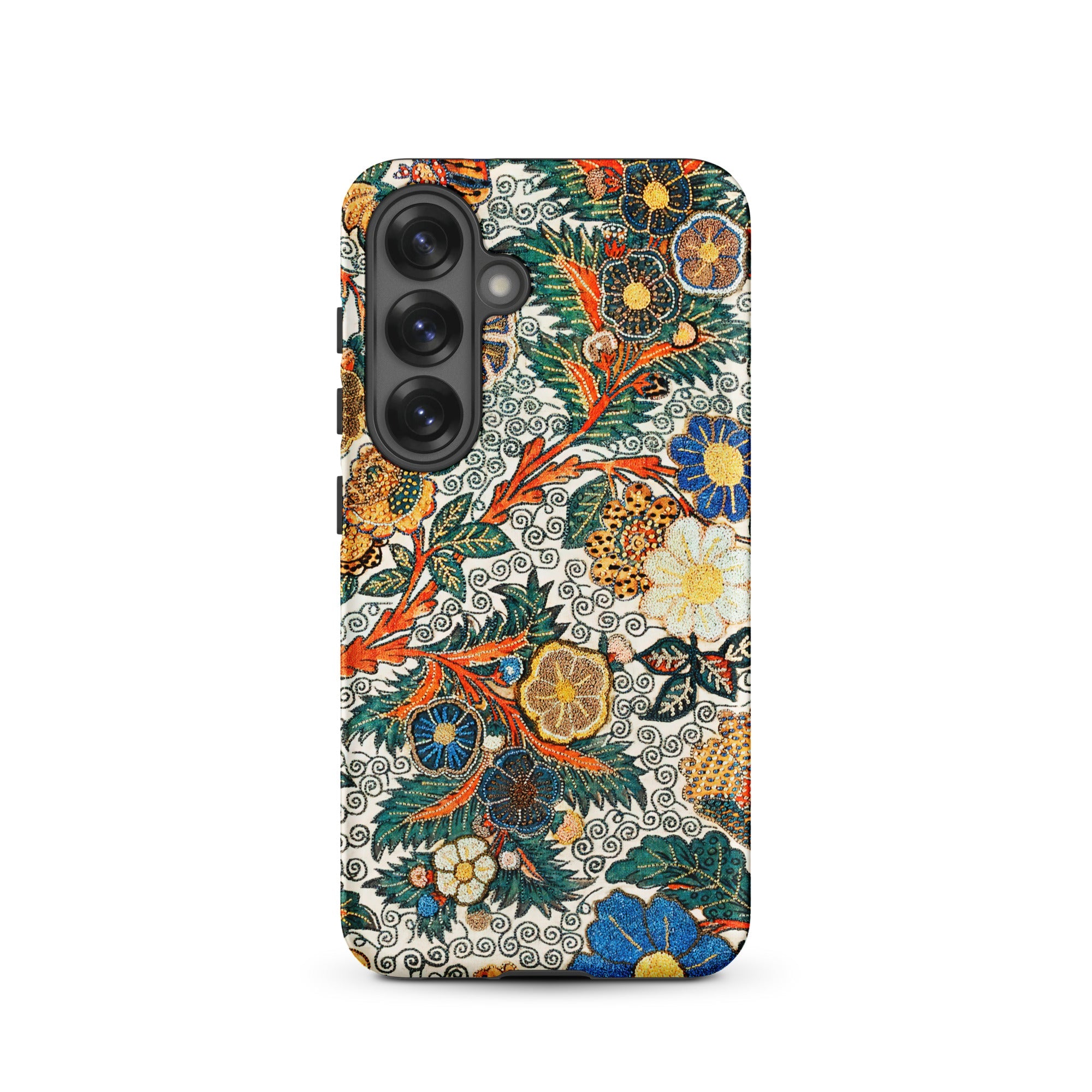 Blossomewhere Antique Japanese Tapestry Samsung Case, Galaxy S25 / Matte, Smartphone Case Vibrant Floral Foliage Pattern
