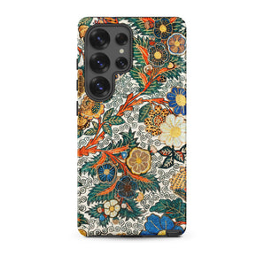Blossomewhere - Antique Japanese Tapestry Samsung Case, Galaxy S25 Ultra / Matte, Smartphone Case Intricate Floral Pattern Vibrant Colors
