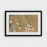 Blossoms from Momoyogusa - Kamisaka Sekka Art Print / Canvas Framed Artwork Delicate White Green Foliage Warm Sekka’s, Meiji Era’s Artistic