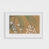 Blossoms from Momoyogusa - Kamisaka Sekka Art Print / Canvas Framed Artwork Delicate White Green Foliage Warm Sekka’s, Meiji Era’s Artistic