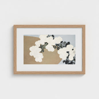 Blossoms - Kamisaka Sekka Art Print / Canvas Minimalist Wooden-framed Artwork Abstract White Black Floral Patterns, Chrysanthemums Arches,