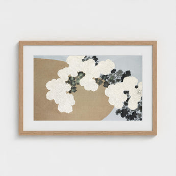 Blossoms - Kamisaka Sekka Art Print / Canvas Minimalist Framed Artwork Abstract White Black Floral-like Forms, Chrysanthemums Arches,