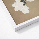 White Framed Artwork Delicate Lace-like Floral Patterns Textured Kamisaka Sekka Art, Chrysanthemums Arches, Breath Caught Mid-season