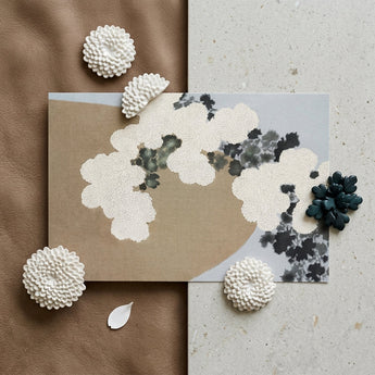Blossoms - Kamisaka Sekka Art Print / Canvas Minimalist Abstract Art Print Textured White Dark Gray Kamisaka Sekka Art, Chrysanthemums