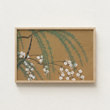 Rectangular Framed Artwork Delicate Green Willow Branches White Kamisaka Sekka’s Blossoms, Meiji Era’s Artistic Revolution, Exquisite