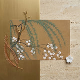 Blossoms from Momoyogusa - Kamisaka Sekka Art Print / Canvas Brown Paper Card Delicate Illustration Green Willow Branches Kamisaka Sekka’s