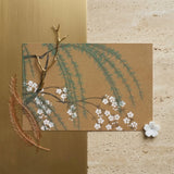 Blossoms from Momoyogusa - Kamisaka Sekka Art Print / Canvas Brown Paper Card Delicate Illustration Green Willow Branches Sekka’s, Meiji