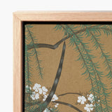 Framed Canvas Print Delicate Cherry Blossom Branch White Kamisaka Sekka’s Blossoms, Meiji Era’s Artistic Revolution, Exquisite Woodblock