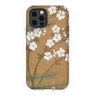 Blossoms from Momoyogusa - Kamisaka Sekka Iphone Case, 12 Pro / Matte, Floral-patterned Phone Case White Blossoms Tan Background